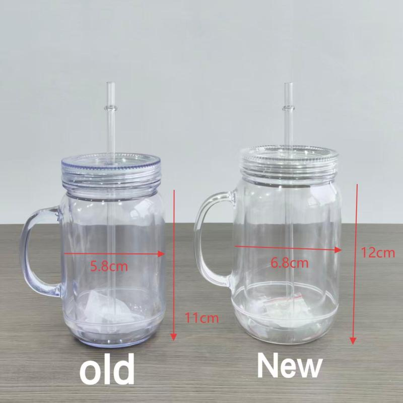 Inproved 20oz Acrylic Snow Globe Mason Jar 2.0 Pre-drilled Plastic Snowglobe Bottle Tumbler Colourful Lid & Straws with Plugs (25PCS)