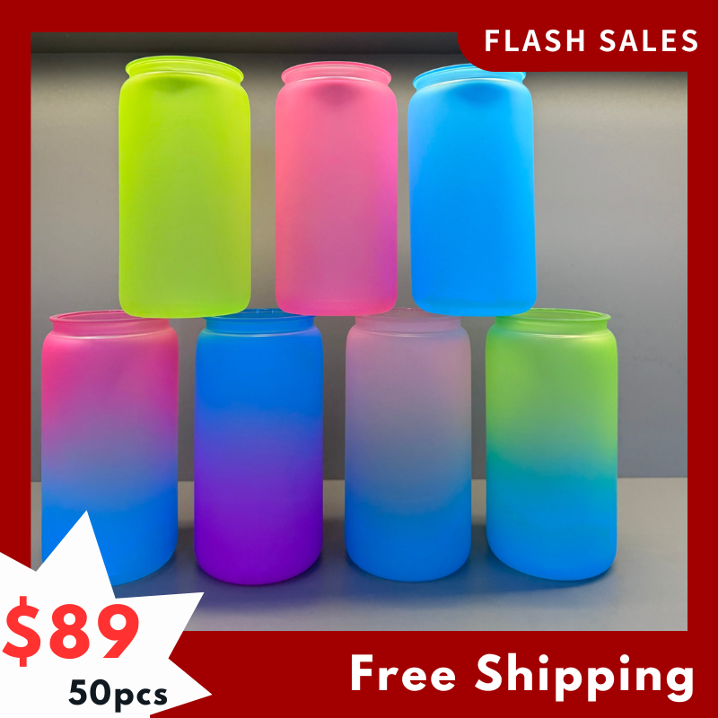 SALES US Warehouse RTS16oz Acrylic Plastic Ombre Can with Colored Lid Free Shipping (50PCS)