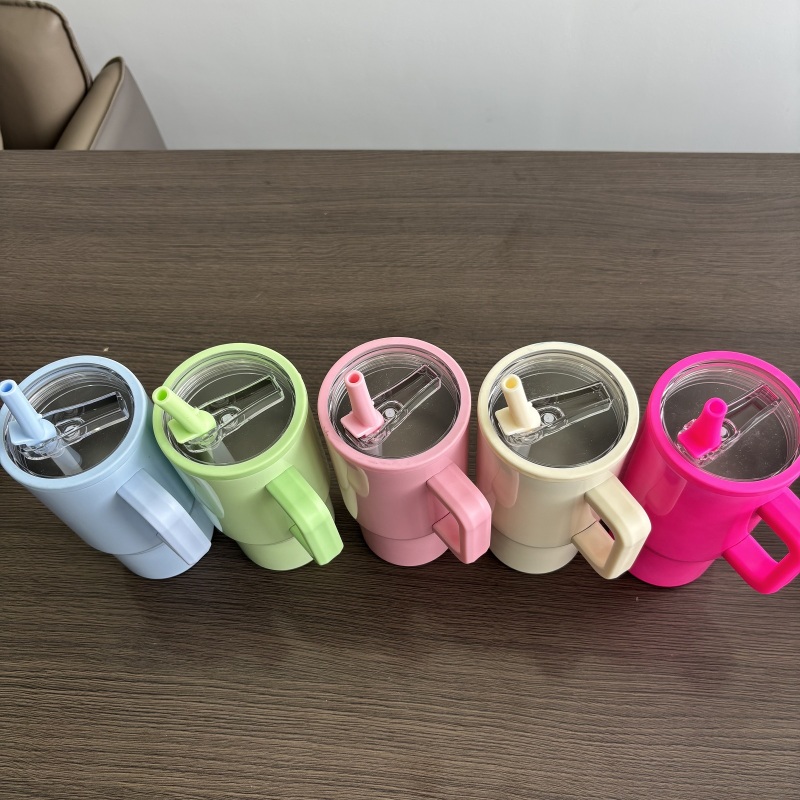 NEW China RTS 20oz Sublimation Colored Shimmer Tumbler with Leakproof Lid Stainless Steel Insulated Kids Cup with Handle Free Shipping (25PCS)