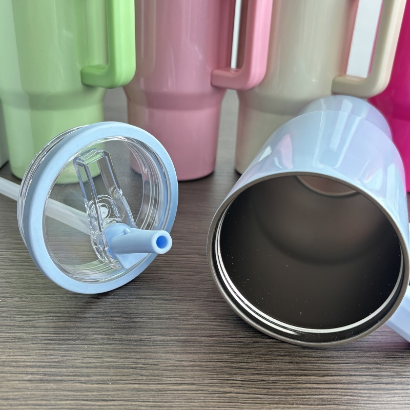 NEW China RTS 20oz Sublimation Colored Shimmer Tumbler with Leakproof Lid Stainless Steel Insulated Kids Cup with Handle Free Shipping (25PCS)