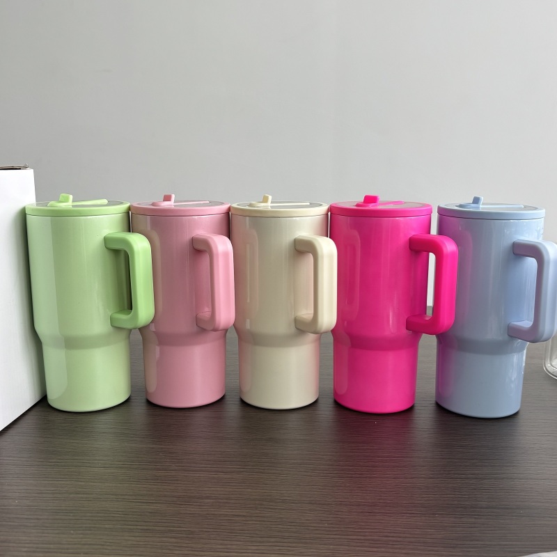 NEW China RTS 20oz Sublimation Colored Shimmer Tumbler with Leakproof Lid Stainless Steel Insulated Kids Cup with Handle Free Shipping (25PCS)