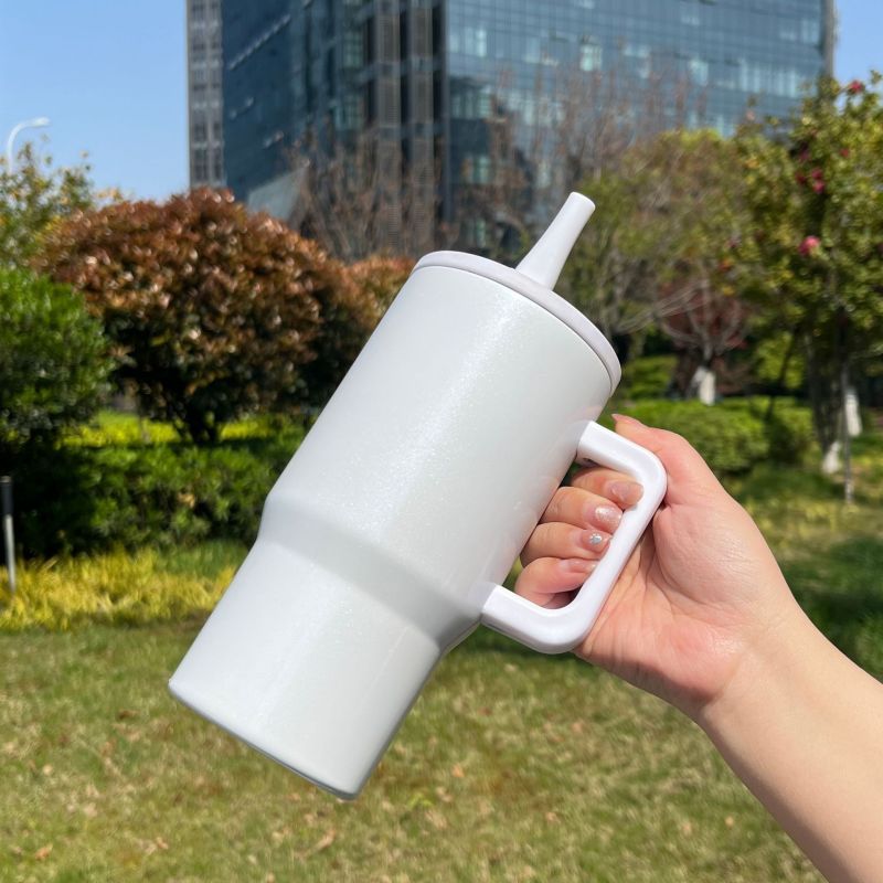 NEW China RTS 20oz Sublimation Shimmer Tumbler with Handle Stainless Steel Insulated Kids Cup with Handle Free Shipping (25PCS)