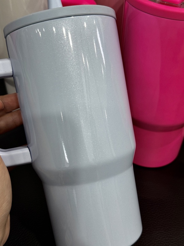 NEW China RTS 20oz Sublimation Colored Shimmer Tumbler with Leakproof Lid Stainless Steel Insulated Kids Cup with Handle Free Shipping (25PCS)