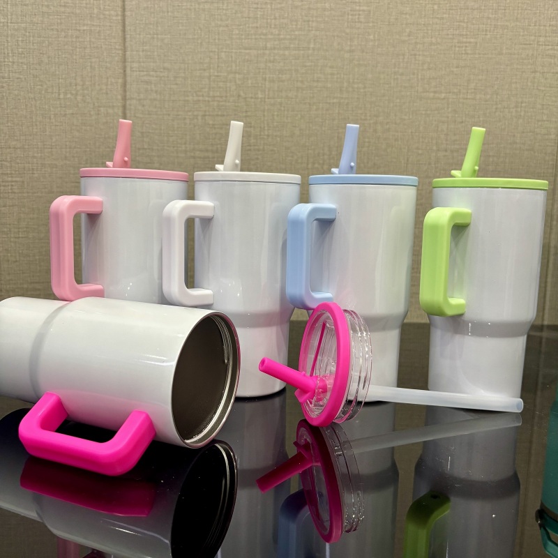 NEW China RTS 20oz Sublimation Shimmer Tumbler with Handle Stainless Steel Insulated Kids Cup with Handle Free Shipping (25PCS)