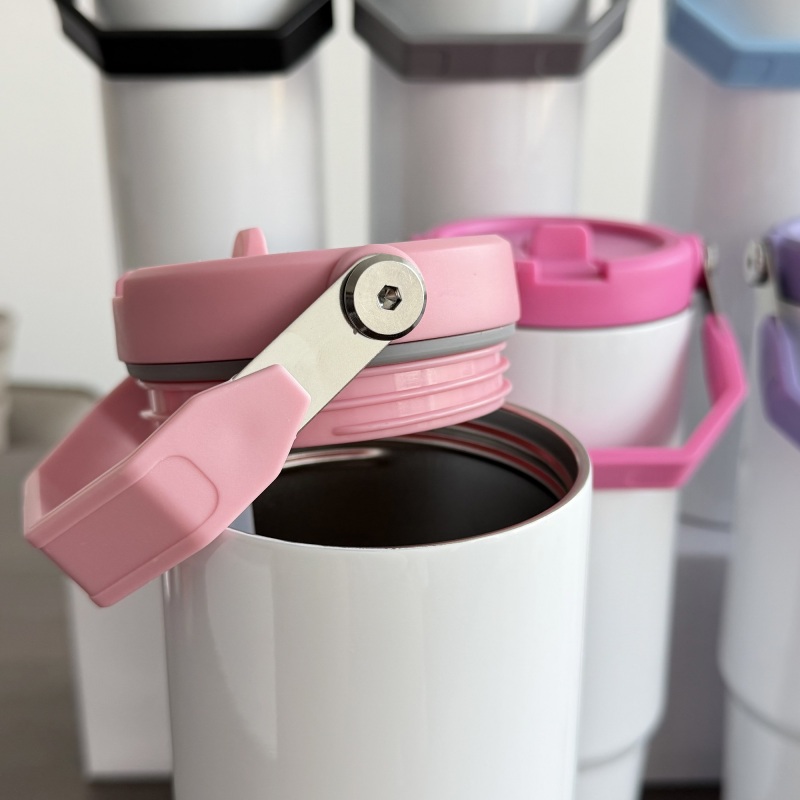 NEW China 30oz Sublimation Flip Top Tumbler Stainless Steel Insulated Bottle with Colored Leakproof Lid Free Shipping (25PCS)