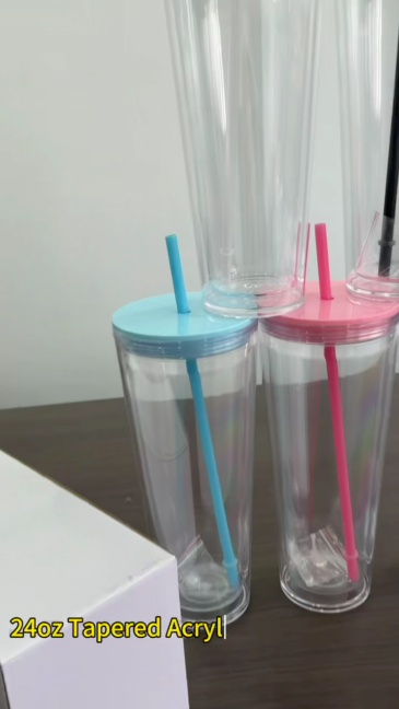 China RTS 12oz/16oz/24oz Double Walled Pre-drilled Snow Globe Acrylic Tumbler Bottle Plastic Cups Free Shipping (20PCS)