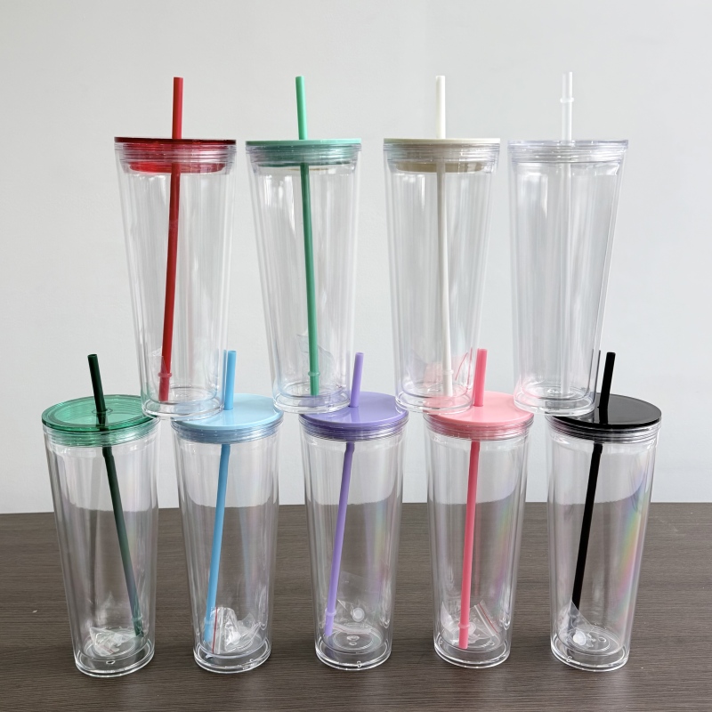 China RTS 12oz/16oz/24oz Double Walled Pre-drilled Snow Globe Acrylic Tumbler Bottle Plastic Cups Free Shipping (20PCS)