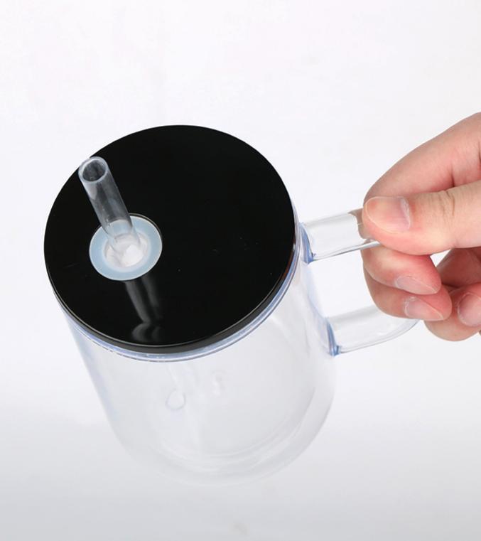 New China Warehouse 17oz Plastic Pre-drilled Snow Globe Mug with Handle Tumbler Acrylic Snowglobe Tumbler Bottle Plastic Cups (with hole & plugs) Free Shipping (25PCS/40PCS))