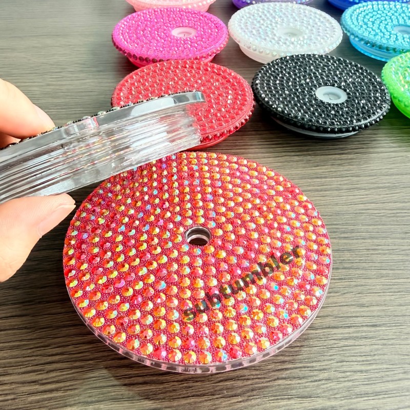 NEW 12oz/16oz/24oz Bling Lids Rhinestone Lids Cover Tops Rhinestone Cup lids for Tapered  Snow Globe Tumbler Free Shipping (50pcs/100pcs)