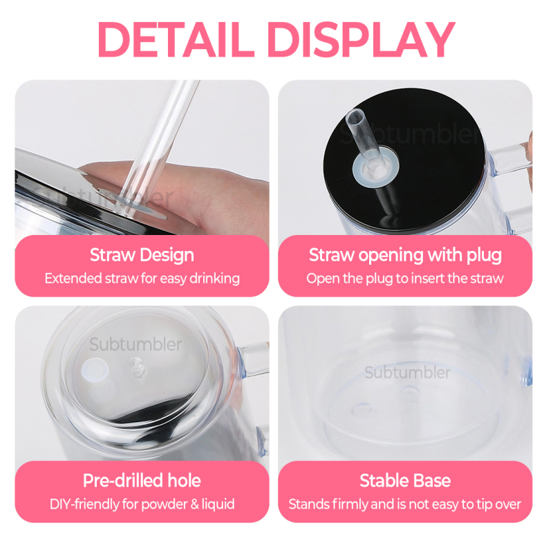 New China Warehouse 17oz Plastic Pre-drilled Snow Globe Mug with Handle Tumbler Acrylic Snowglobe Tumbler Bottle Plastic Cups (with hole & plugs) Free Shipping (25PCS/40PCS))