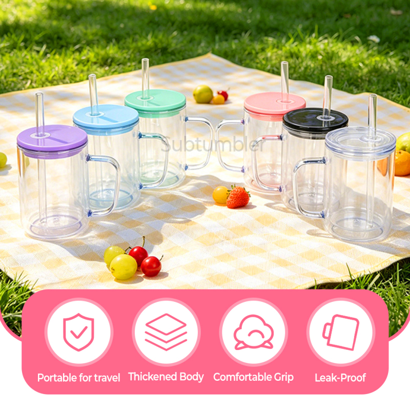 New China Warehouse 17oz Plastic Pre-drilled Snow Globe Mug with Handle Tumbler Acrylic Snowglobe Tumbler Bottle Plastic Cups (with hole & plugs) Free Shipping (25PCS/40PCS))