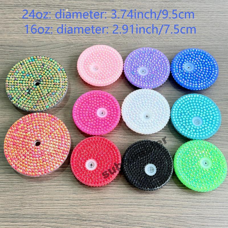 NEW 12oz/16oz/24oz Bling Lids Rhinestone Lids Cover Tops Rhinestone Cup lids for Tapered  Snow Globe Tumbler Free Shipping (50pcs/100pcs)