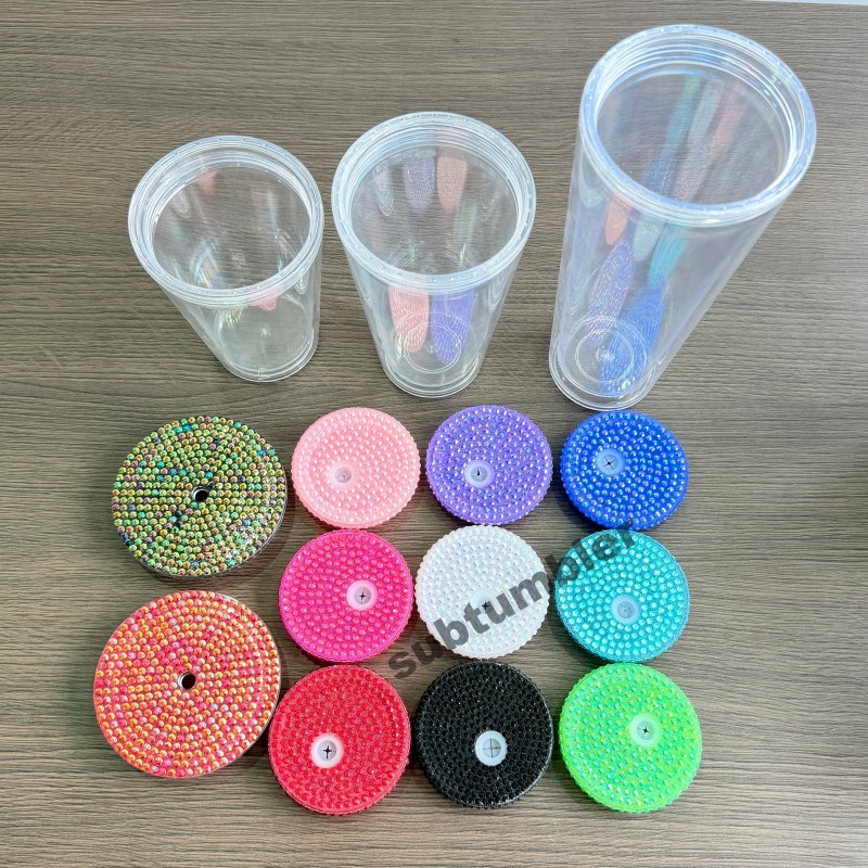 NEW 12oz/16oz/24oz Bling Lids Rhinestone Lids Cover Tops Rhinestone Cup lids for Tapered  Snow Globe Tumbler Free Shipping (50pcs/100pcs)