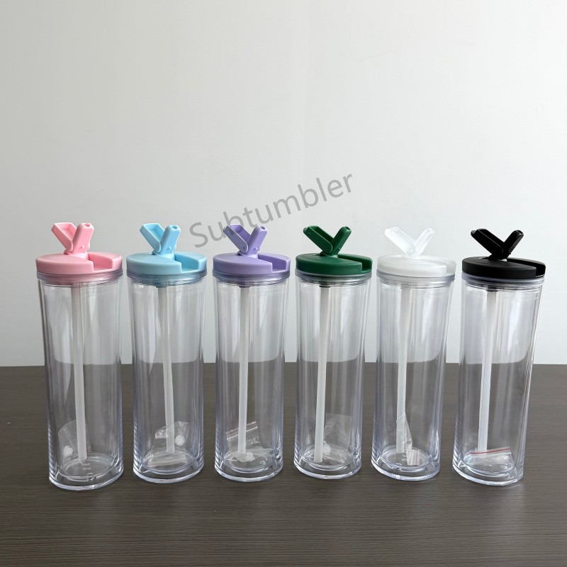NEW China 24oz Acrylic Predrilled Snow Globe Tumbler Plastic Snowglobe Bottle with Leakproof Lid with Hole and Plug(20pcs/40pcs)