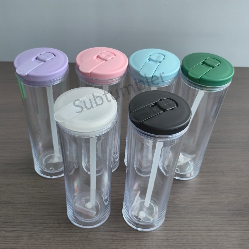 NEW China 24oz Acrylic Predrilled Snow Globe Tumbler Plastic Snowglobe Bottle with Leakproof Lid with Hole and Plug(20pcs/40pcs)