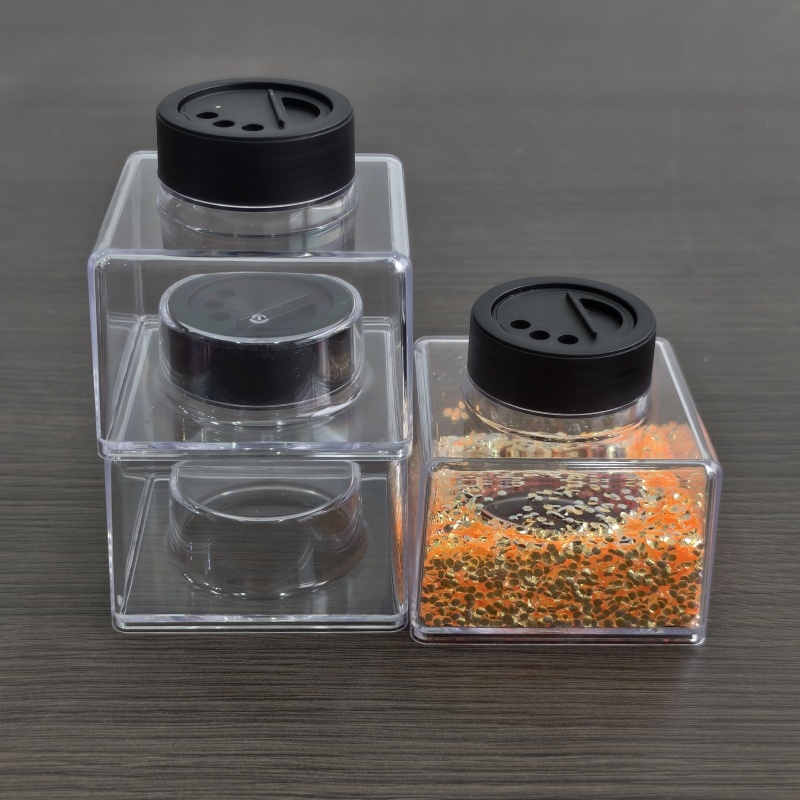 New RTS 2oz Stackable Empty Glitter Shaker Square Shaker for Glitter with Black Top Free Shipping (50pcs/100pcs)