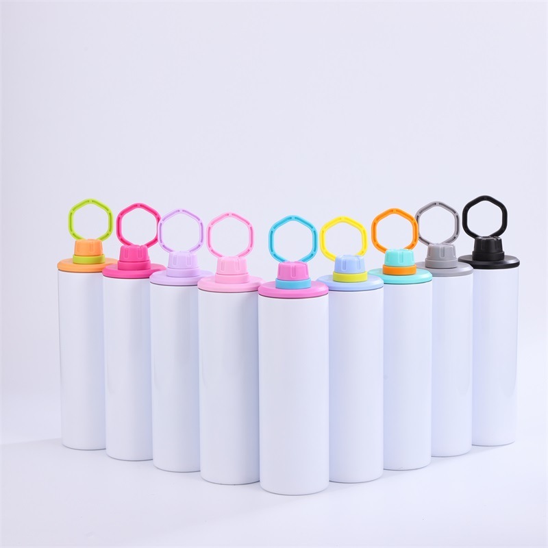 NEW China 20oz Sublimation Stainless Steel Sport Tumbler Insulted Skinny with Colorful Portable Handle Free Shipping (25PCS)