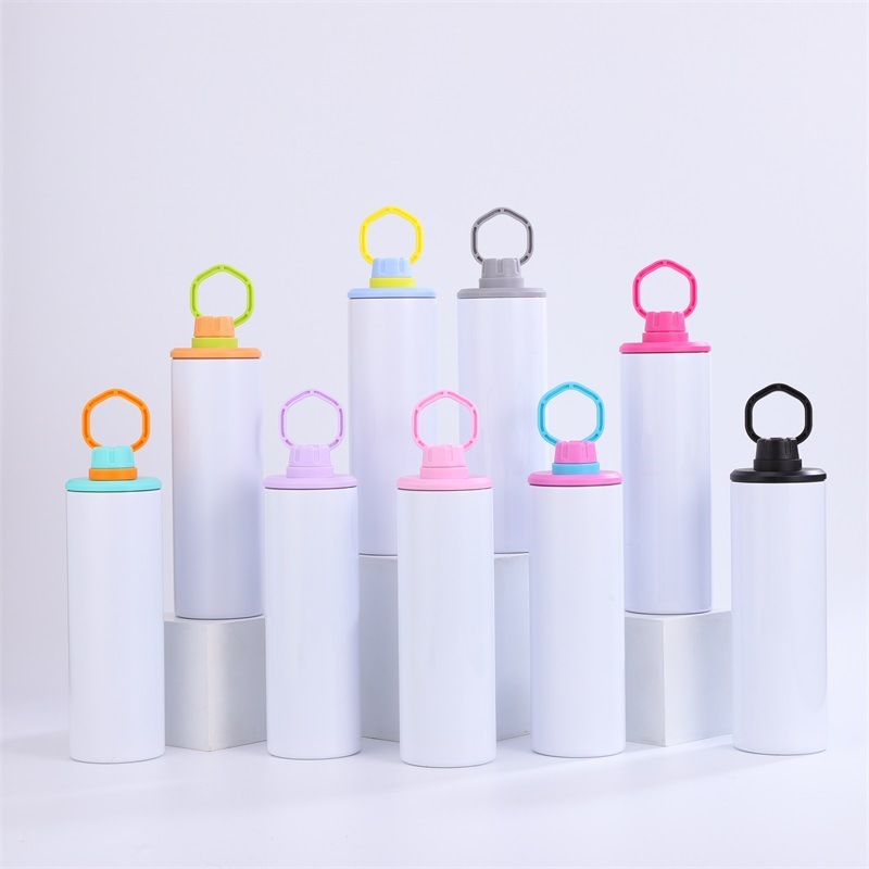 NEW China 20oz Sublimation Stainless Steel Sport Tumbler Insulted Skinny with Colorful Portable Handle Free Shipping (25PCS)