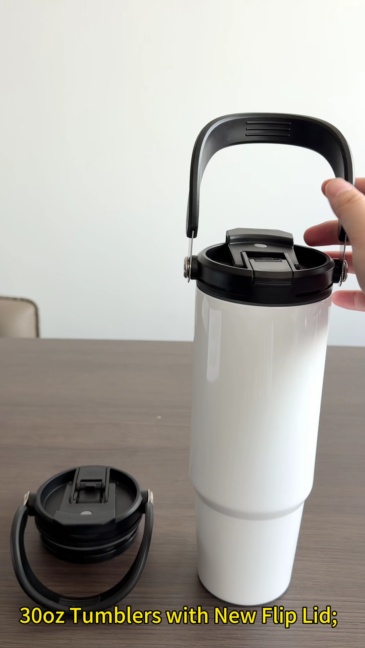 China NEW RTS 30oz Stainless Steel Sublimation 2 in 1 Filp Handle Tumbler Insulted Bottle Drink with Straw or Sip Lid Free Shipping (25PCS/50PCS)