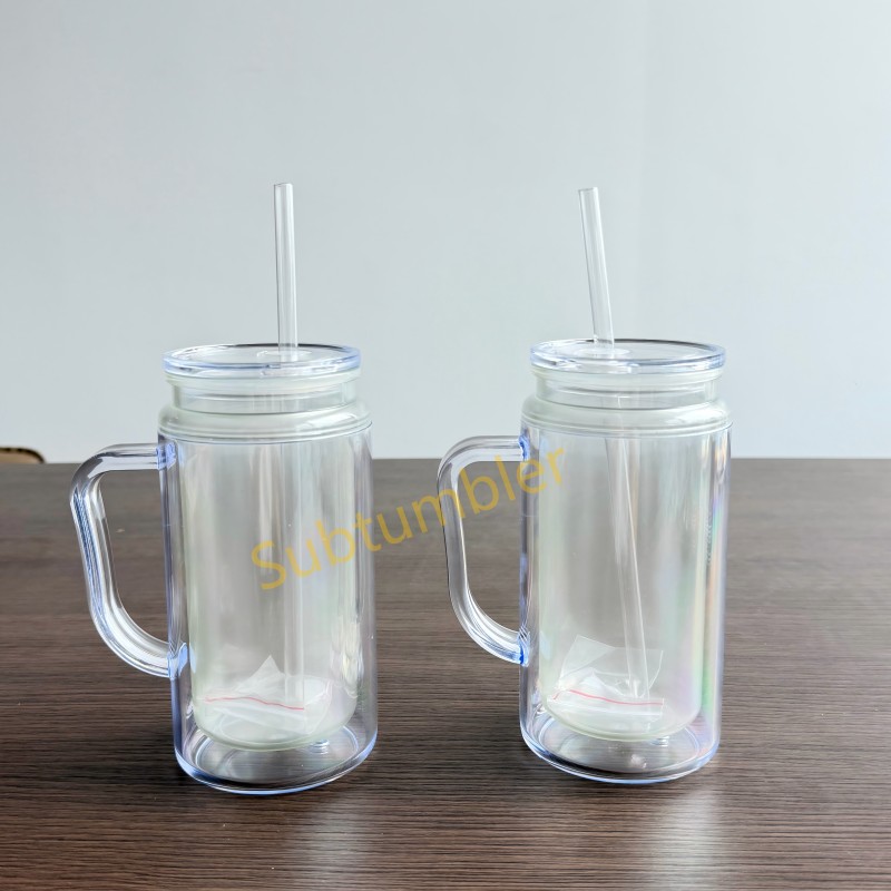 New China Warehouse 16oz Glow in the Dark Acrylic Snow Globe Tumbler Per Drilled Hole Snow Globe Bottle Cups Free Shipping (25PCS)
