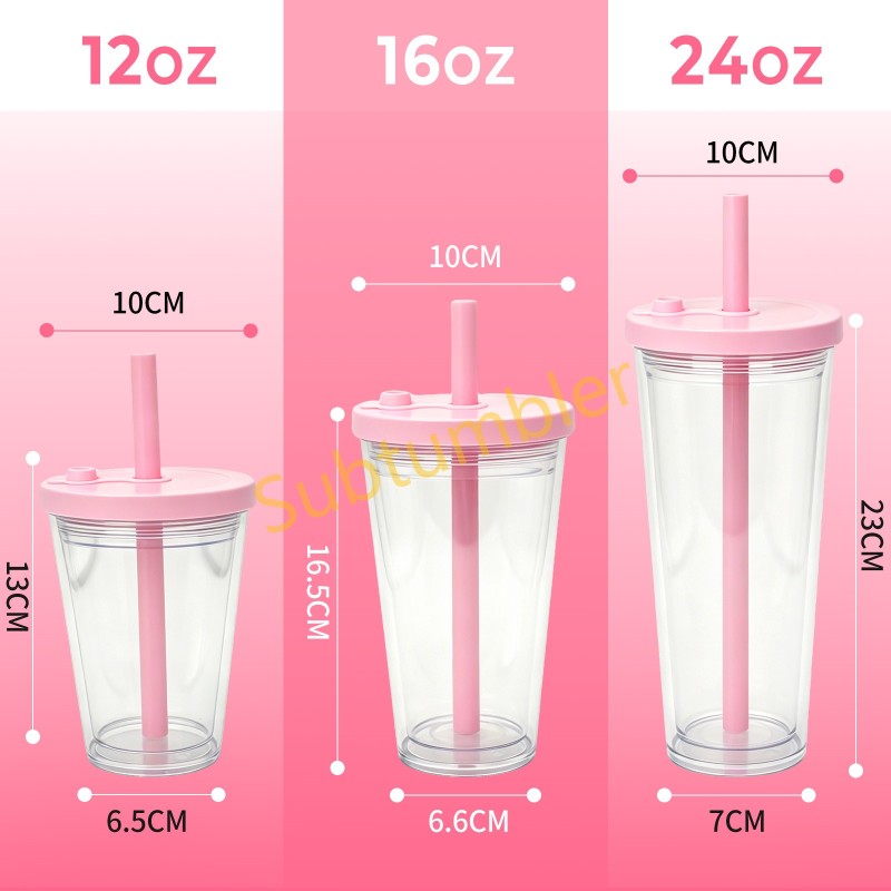 China RTS 12oz/16oz/24oz Plastic Snow Globe Tumbler with Pre Drilled Hole Bottle Double Walled Plastic Cups with Colorful Tops Free Shipping (20PCS)