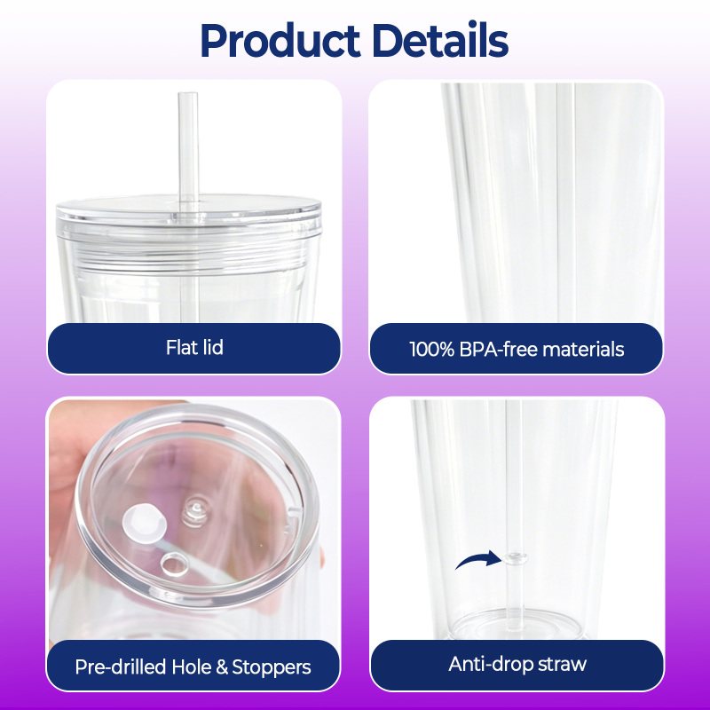 USA Warehouse RTS 16oz/24oz Plastic Snow Globe Tumbler with Pre-drilled Hole Acrylic Plastic Double Walled Cups Free Shipping (pre-drilled and with plugs) (20PCS)