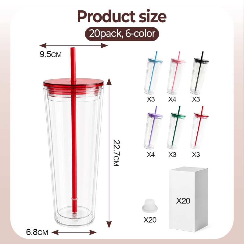 USA Warehouse RTS 24oz Plastic Snow Globe Tumbler with Pre-drilled Hole Acrylic Double Walled Snow Globe Tumbler Bottle Plastic Cups Free Shipping (20PCS)