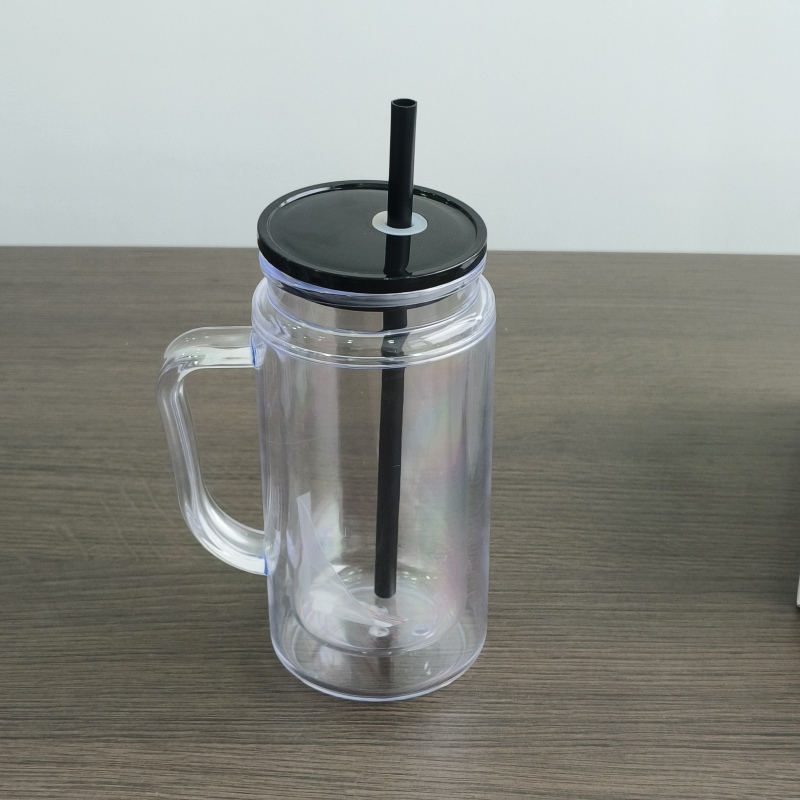 USA Warehouse RTS 16oz / 20oz Acrylic Pre-drilled Snow Globe Tumbler with Handle Plastic Snow Globe Bottle Cup Free Shipping (25pcs/50pcs)