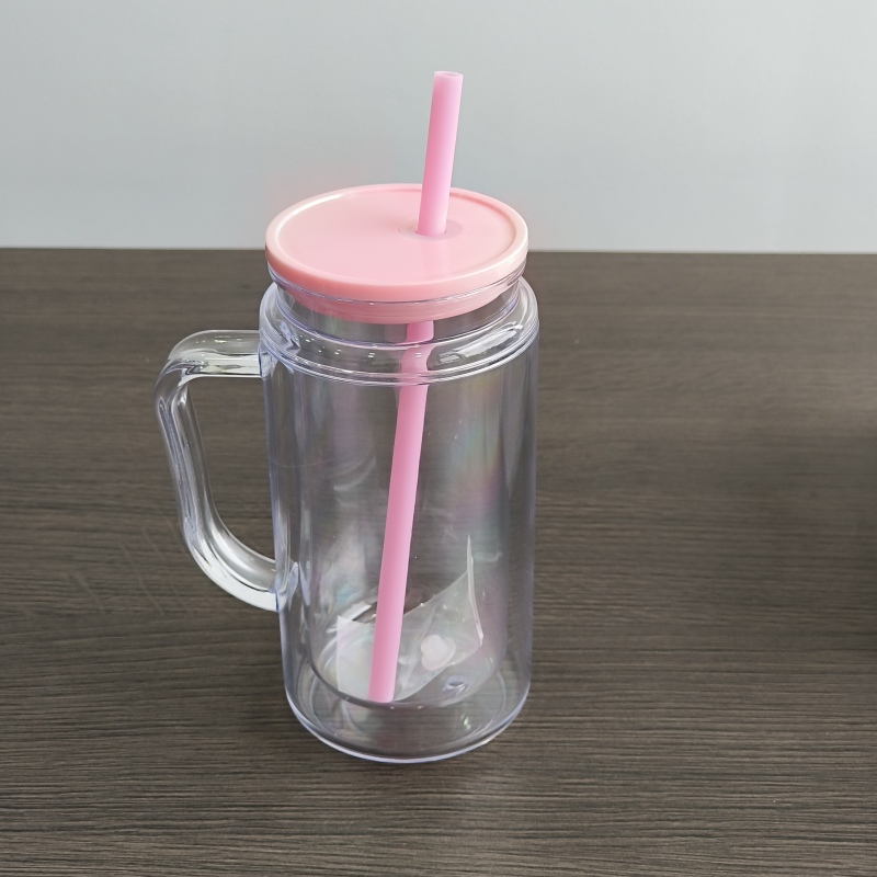 USA Warehouse RTS 16oz / 20oz Acrylic Pre-drilled Snow Globe Tumbler with Handle Plastic Snow Globe Bottle Cup Free Shipping (25pcs/50pcs)