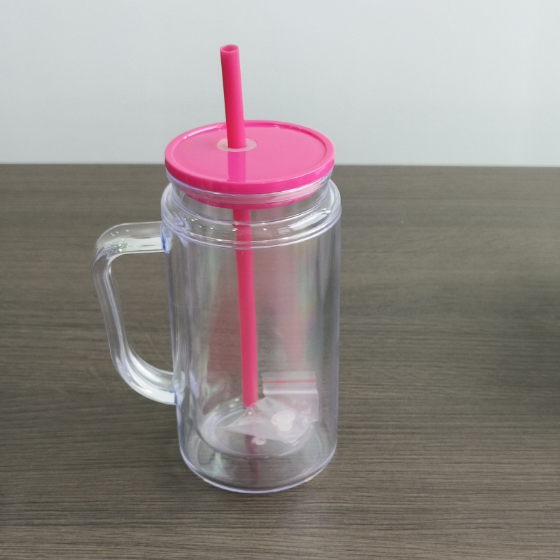 USA Warehouse RTS 16oz / 20oz Acrylic Pre-drilled Snow Globe Tumbler with Handle Plastic Snow Globe Bottle Cup Free Shipping (25pcs/50pcs)