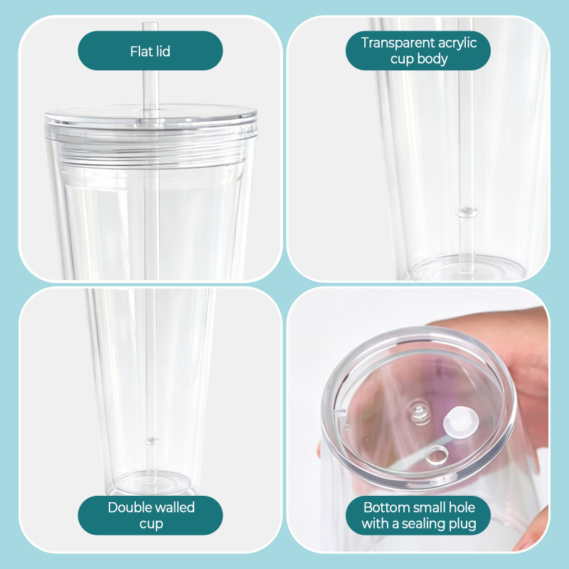 US Pre-sale 16oz/24oz Double Walled Snowglobe Acrylic Plastic Cups Free Shipping (pre-drilled and with plugs) (20PCS)