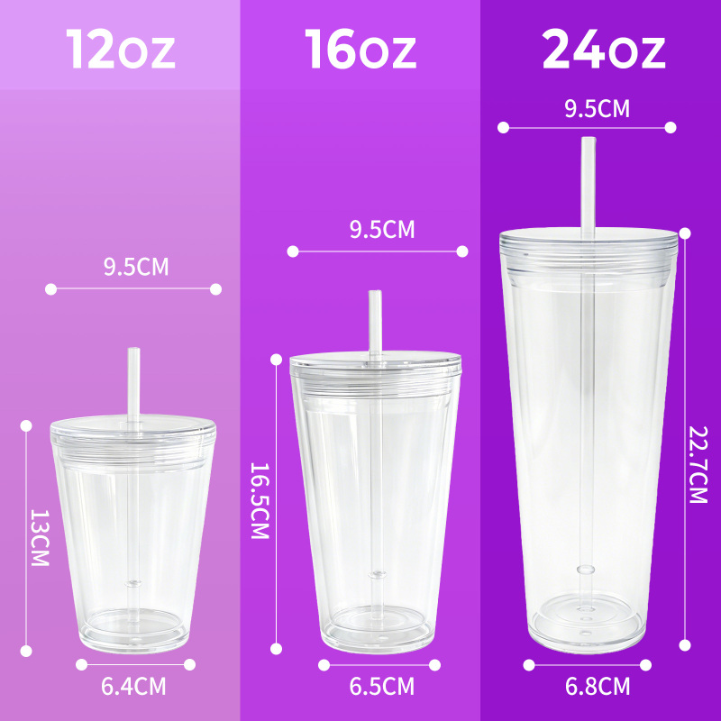 USA Warehouse RTS 16oz/24oz Plastic Snow Globe Tumbler with Pre-drilled Hole Acrylic Plastic Double Walled Cups Free Shipping (pre-drilled and with plugs) (20PCS)