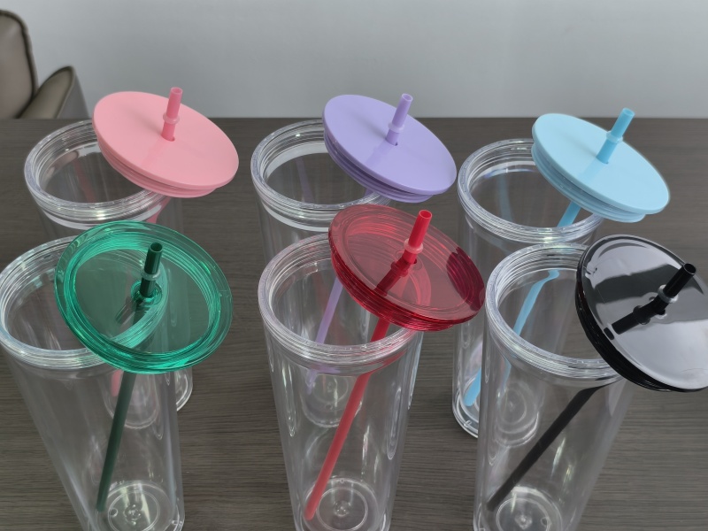 China RTS 12oz/16oz/24oz Double Walled Pre-drilled Snow Globe Acrylic Tumbler Bottle Plastic Cups Free Shipping (20PCS)