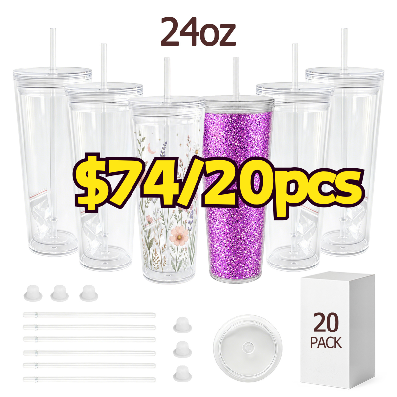 USA Warehouse RTS 16oz/24oz Plastic Snow Globe Tumbler with Pre-drilled Hole Acrylic Plastic Double Walled Cups Free Shipping (pre-drilled and with plugs) (20PCS)