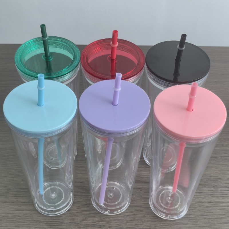 USA Warehouse RTS 24oz Plastic Snow Globe Tumbler with Pre-drilled Hole Acrylic Double Walled Snow Globe Tumbler Bottle Plastic Cups Free Shipping (20PCS)