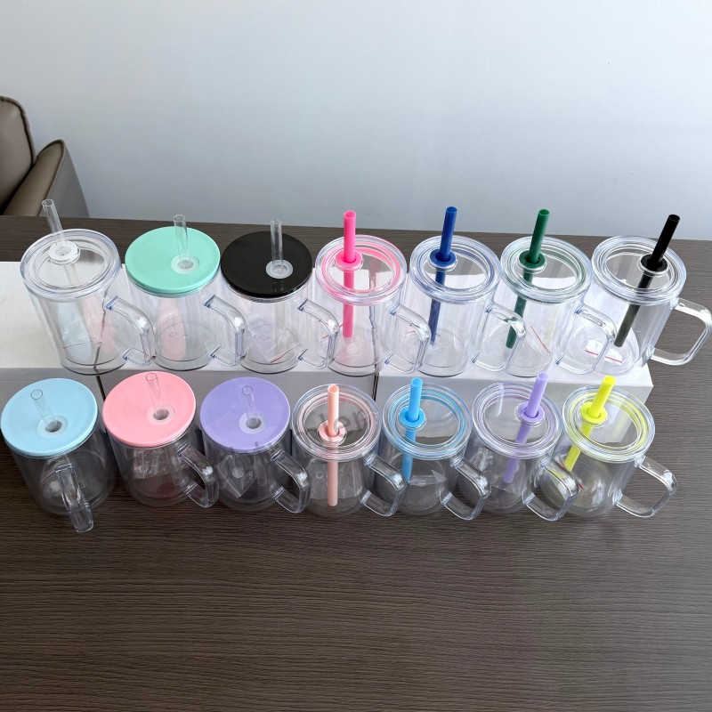 New China Warehouse 17oz Plastic Pre-drilled Snow Globe Mug with Handle Tumbler Acrylic Snowglobe Tumbler Bottle Plastic Cups (with hole & plugs) Free Shipping (25PCS/40PCS))