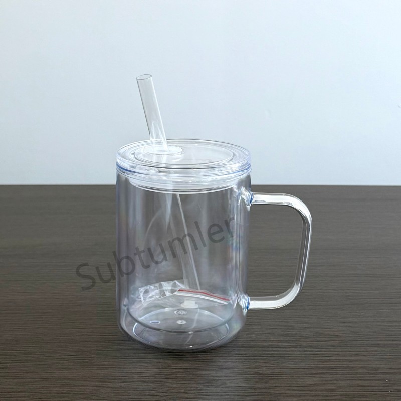 New China Warehouse 17oz Plastic Pre-drilled Snow Globe Mug with Handle Tumbler Acrylic Snowglobe Tumbler Bottle Plastic Cups (with hole & plugs) Free Shipping (25PCS/40PCS))