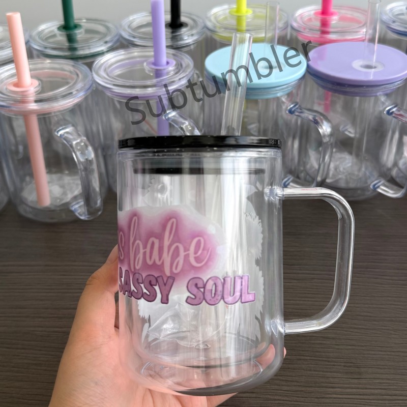 New China Warehouse 17oz Plastic Pre-drilled Snow Globe Mug with Handle Tumbler Acrylic Snowglobe Tumbler Bottle Plastic Cups (with hole & plugs) Free Shipping (25PCS/40PCS))