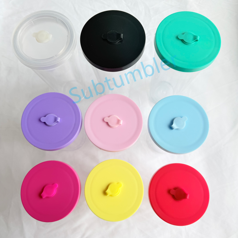 New Color China RTS 12oz/16oz/24oz Plastic Snow Globe Tumbler with Pre Drilled Hole Bottle Double Walled Plastic Cups with Colorful Tops Free Shipping (25PCS)
