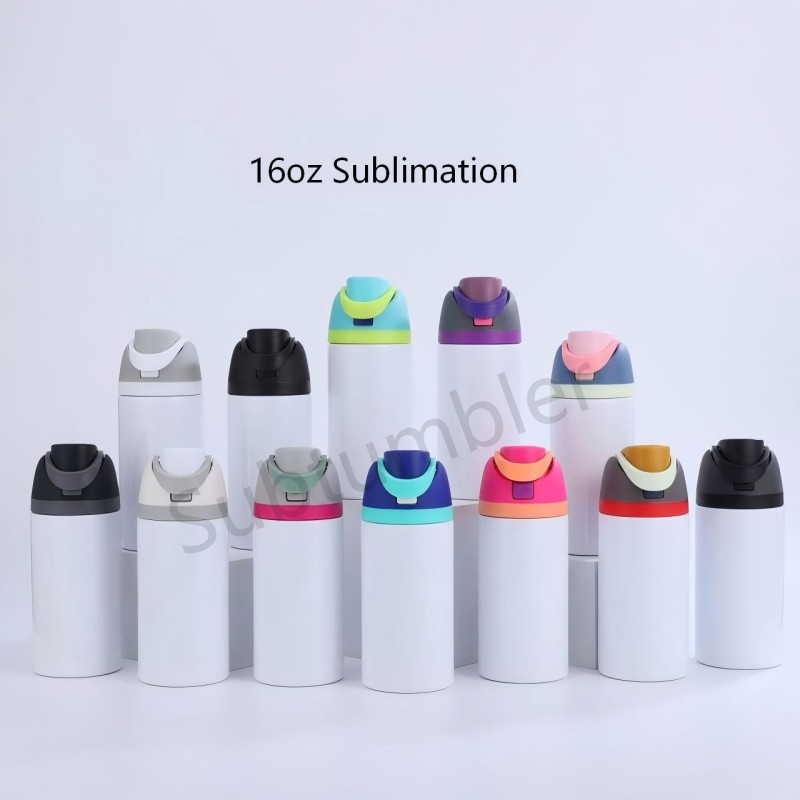 12oz 16oz 24oz 32oz Sublimation Stainless Steel Tumbler with Handle Lid Sport Water Bottle Insulted Tumbler Free Shipping (25PCS)