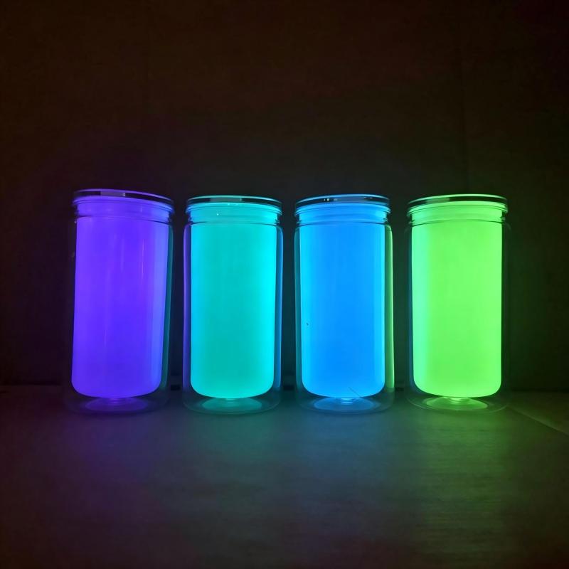 New China Warehouse 16oz Acrylic Snow Globe Glow in the Dark Tumbler Per-drilled Snowglobe Bottle Free Shipping (25PCS)