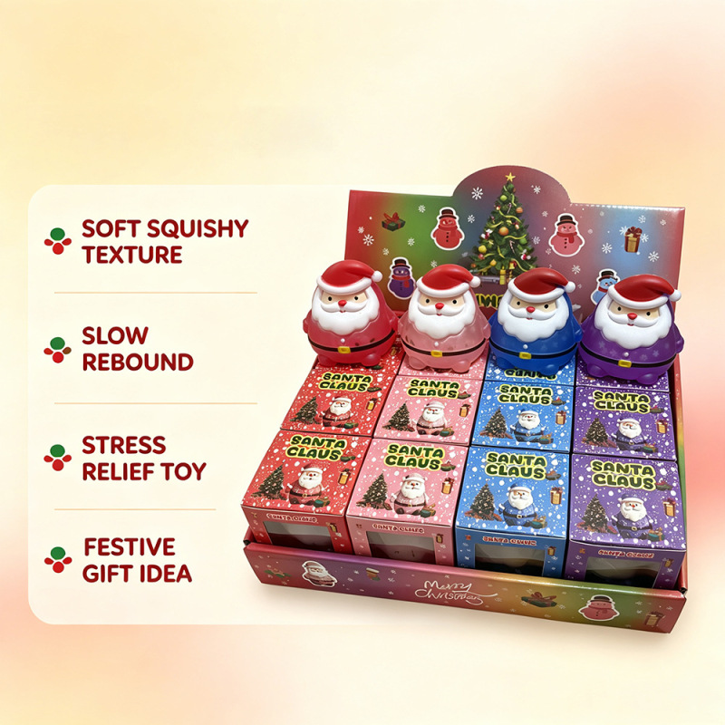 Santa Claus Squeeze Maltose Christmas Squishy Stress Relief Slow Rise Squeeze Toy Christmas Toy Gift Display Box Free Shipping (12pcs/24pcs)