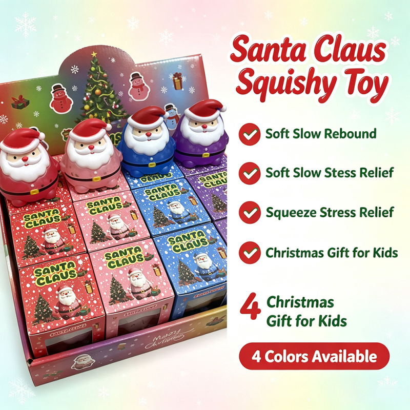 Santa Claus Squeeze Maltose Christmas Squishy Stress Relief Slow Rise Squeeze Toy Christmas Toy Gift Display Box Free Shipping (12pcs/24pcs)