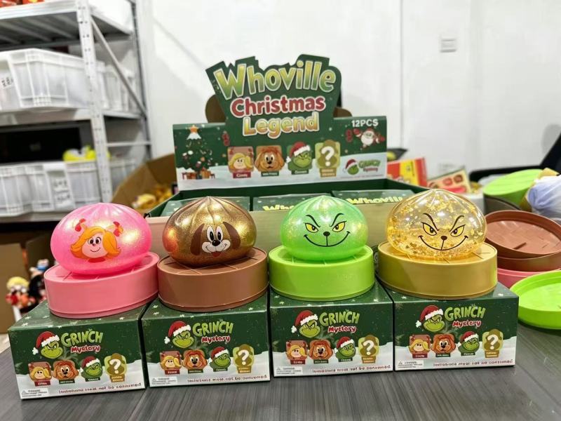 Hot Selling Grinch  Dumplings with Mystery Box Squishy Squeeze Toy Gift for Christmas Comes with Gift Box Free Shipping (12pcs/24pcs)