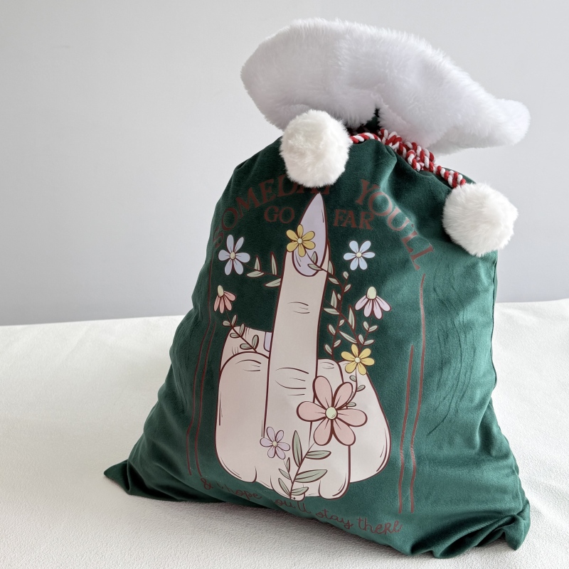Sublimation Santa Socks Velvet Drawstring Gift Bag Christmas Gift Bag 40x60cm & 50x70cm Polyester Free Shipping (10PCS)