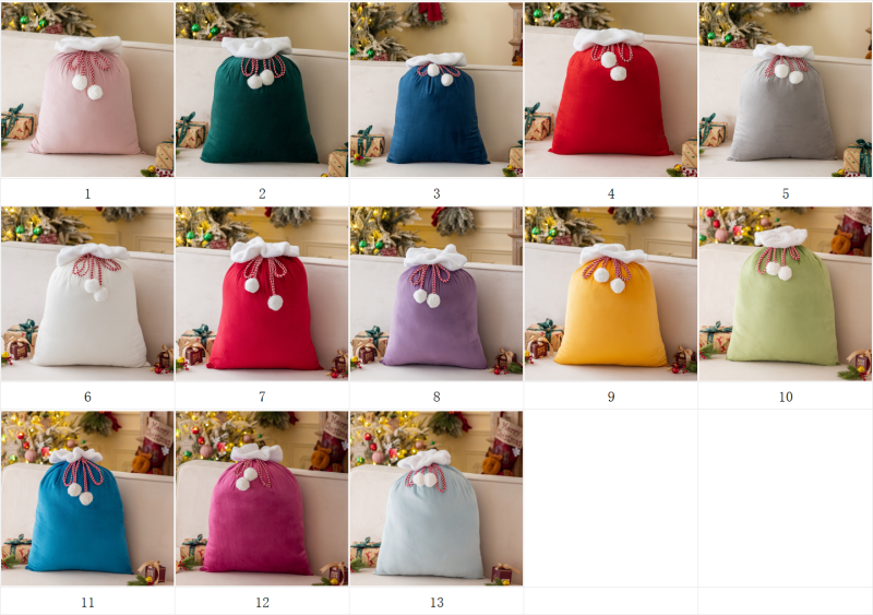 Sublimation Santa Socks Velvet Drawstring Gift Bag Christmas Gift Bag 40x60cm & 50x70cm Polyester Free Shipping (10PCS)