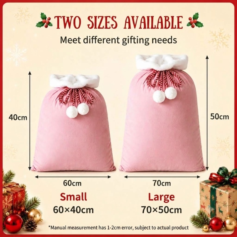 Sublimation Santa Socks Velvet Drawstring Gift Bag Christmas Gift Bag 40x60cm & 50x70cm Polyester Free Shipping (10PCS)