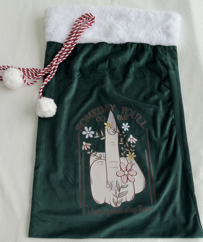 Sublimation Santa Socks Velvet Drawstring Gift Bag Christmas Gift Bag 40x60cm & 50x70cm Polyester Free Shipping (10PCS)