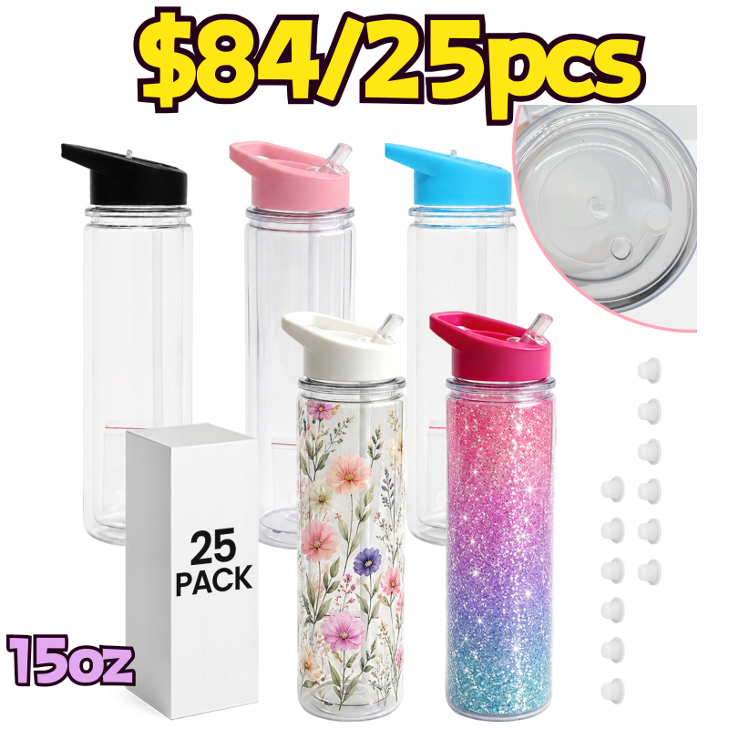 New US RTS 15oz Plastic Snow Globe Tumbler with Pre Drilled Hole Acrylic Double Wall Plastic Kids Bottle Cups Free Shipping (with hole and plugs) (25PCS/50PCS)