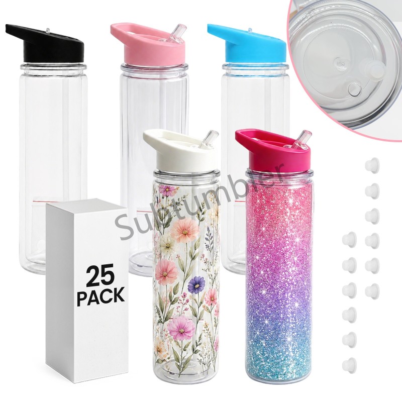 New US RTS 15oz Plastic Snow Globe Tumbler with Pre Drilled Hole Acrylic Double Wall Plastic Kids Bottle Cups Free Shipping (with hole and plugs) (25PCS/50PCS)